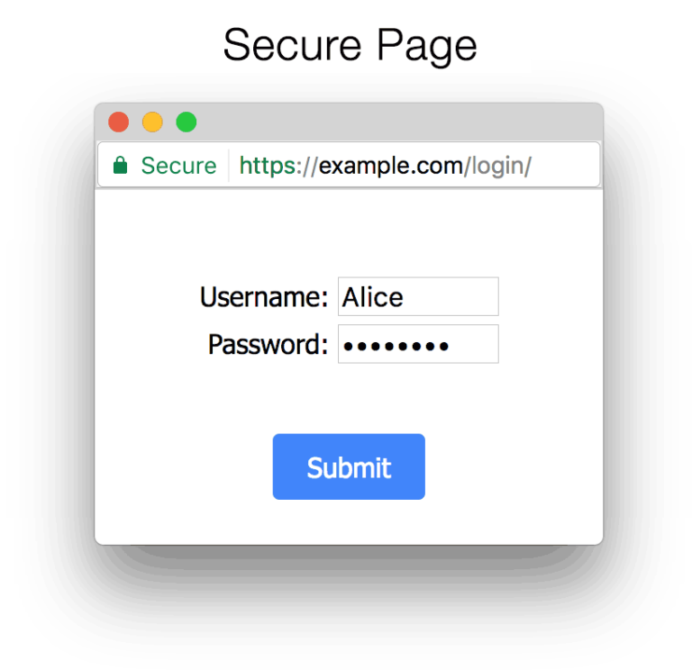 Google Chrome browser secure web page